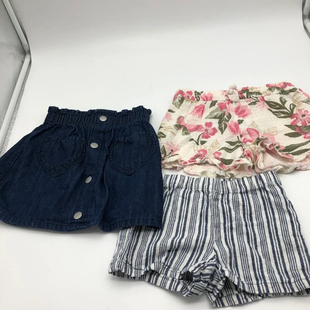 Girls 4T Shorts BUNDLE Summer 7 Piece Lot Carter's Oshkosh Skort Skirt